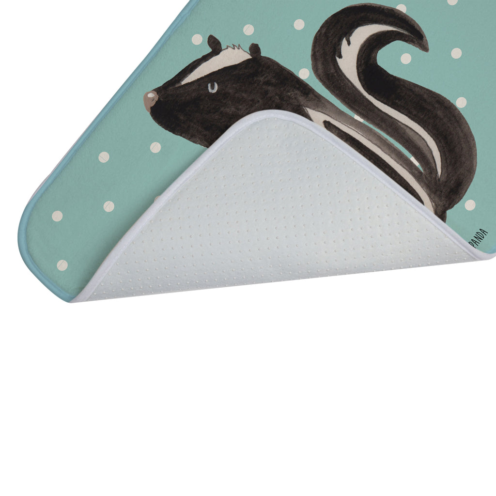 Badvorleger Stinktier sitzend Badematte, Badteppich, Duschvorleger, Badezimmerteppich, Badezimmermatte, Badvorleger, Duschmatte, Duschteppich, Stinktier, Skunk, Wildtier, Raubtier, Stinker, Stinki, Spruch, Büro, Recht, Besserwisser