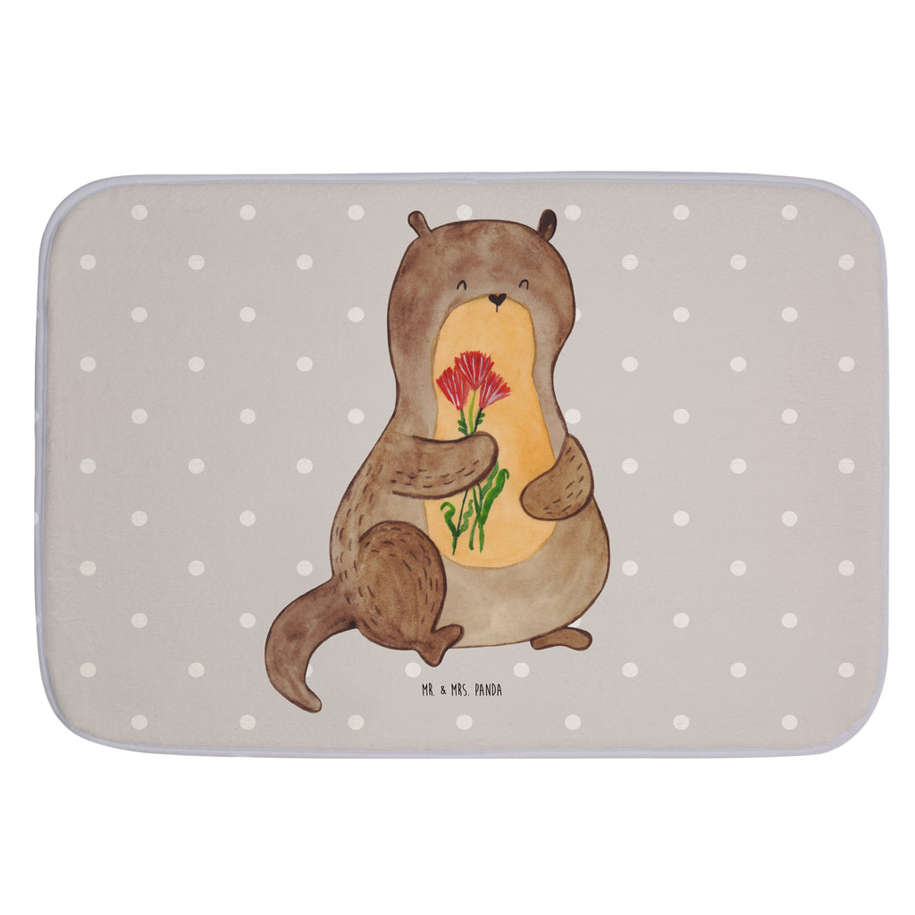 Badvorleger Otter Blumenstrauß Badematte, Badteppich, Duschvorleger, Badezimmerteppich, Badezimmermatte, Badvorleger, Duschmatte, Duschteppich, Otter, Fischotter, Seeotter, Otter Seeotter See Otter