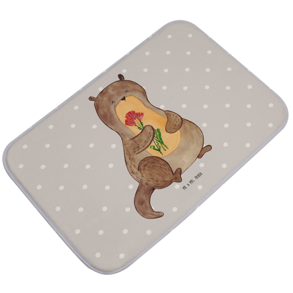 Badvorleger Otter Blumenstrauß Badematte, Badteppich, Duschvorleger, Badezimmerteppich, Badezimmermatte, Badvorleger, Duschmatte, Duschteppich, Otter, Fischotter, Seeotter, Otter Seeotter See Otter