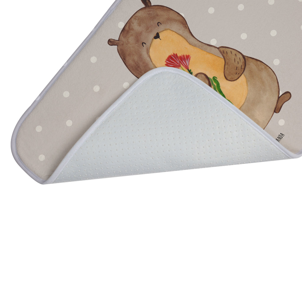 Badvorleger Otter Blumenstrauß Badematte, Badteppich, Duschvorleger, Badezimmerteppich, Badezimmermatte, Badvorleger, Duschmatte, Duschteppich, Otter, Fischotter, Seeotter, Otter Seeotter See Otter