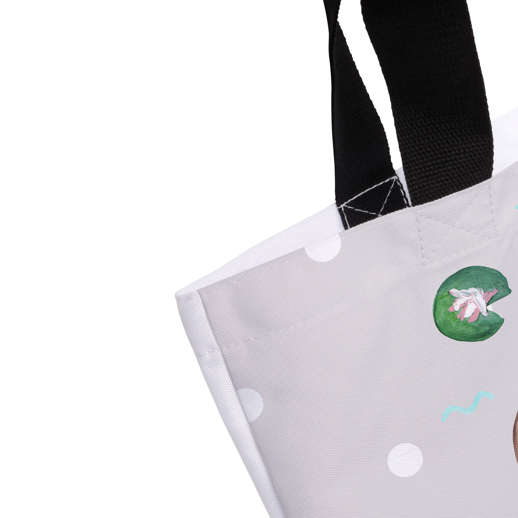 Shopper Otter mit Seerose Beutel, Einkaufstasche, Tasche, Strandtasche, Einkaufsbeutel, Shopper, Schultasche, Freizeittasche, Tragebeutel, Schulbeutel, Alltagstasche, Otter, Fischotter, Seeotter, Otter Seeotter See Otter