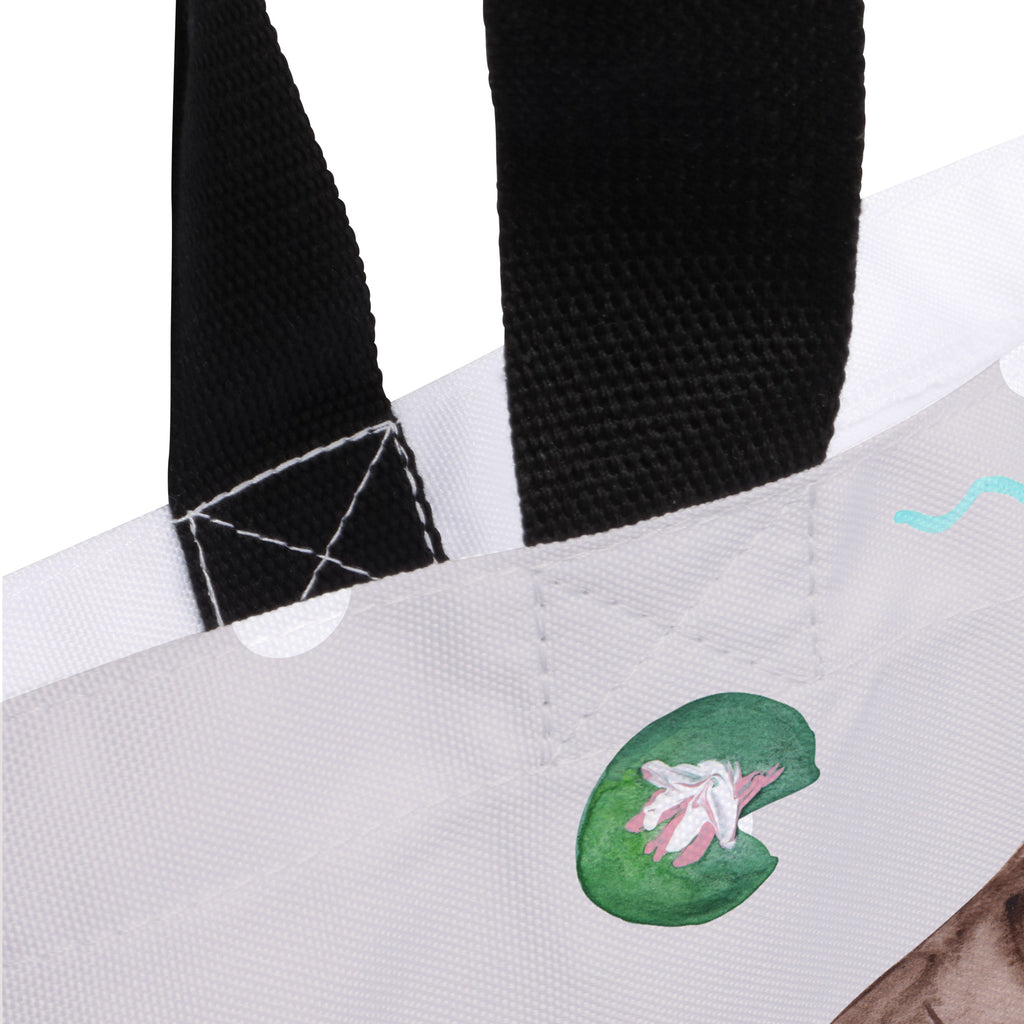Shopper Otter mit Seerose Beutel, Einkaufstasche, Tasche, Strandtasche, Einkaufsbeutel, Shopper, Schultasche, Freizeittasche, Tragebeutel, Schulbeutel, Alltagstasche, Otter, Fischotter, Seeotter, Otter Seeotter See Otter