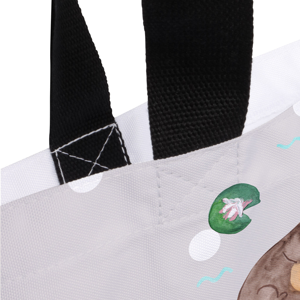 Shopper Otter mit Seerose Beutel, Einkaufstasche, Tasche, Strandtasche, Einkaufsbeutel, Shopper, Schultasche, Freizeittasche, Tragebeutel, Schulbeutel, Alltagstasche, Otter, Fischotter, Seeotter, Otter Seeotter See Otter