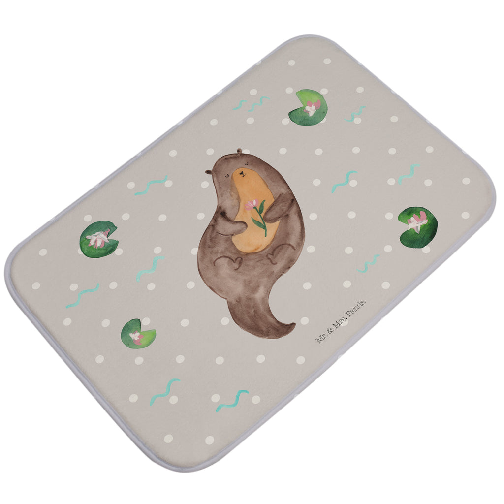 Badvorleger Otter mit Seerose Badematte, Badteppich, Duschvorleger, Badezimmerteppich, Badezimmermatte, Badvorleger, Duschmatte, Duschteppich, Otter, Fischotter, Seeotter, Otter Seeotter See Otter