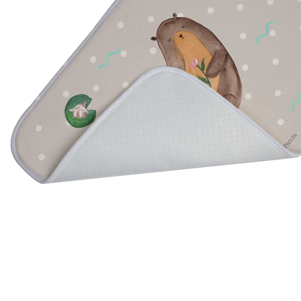 Badvorleger Otter mit Seerose Badematte, Badteppich, Duschvorleger, Badezimmerteppich, Badezimmermatte, Badvorleger, Duschmatte, Duschteppich, Otter, Fischotter, Seeotter, Otter Seeotter See Otter