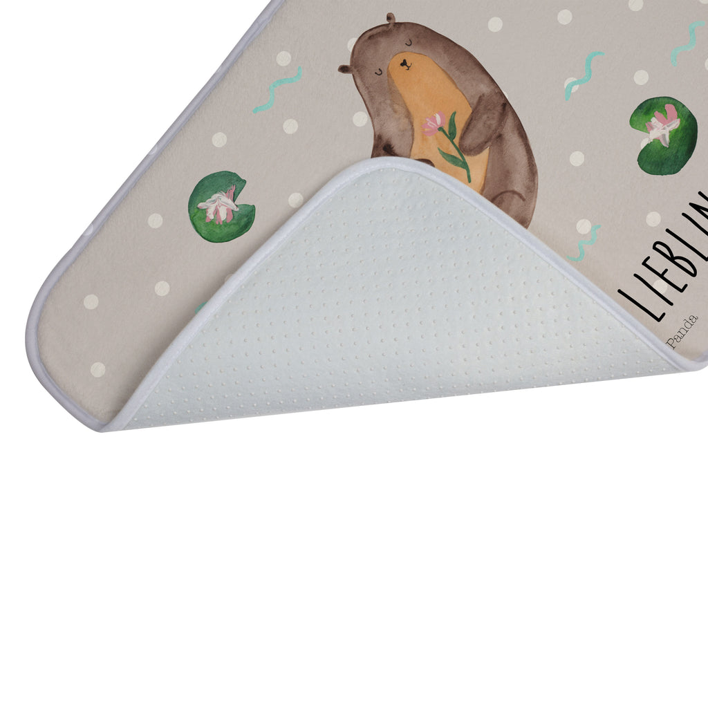 Badvorleger Otter mit Seerose Badematte, Badteppich, Duschvorleger, Badezimmerteppich, Badezimmermatte, Badvorleger, Duschmatte, Duschteppich, Otter, Fischotter, Seeotter, Otter Seeotter See Otter