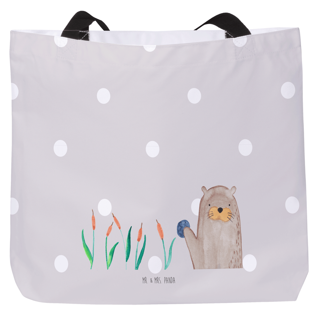 Shopper Otter mit Stein Beutel, Einkaufstasche, Tasche, Strandtasche, Einkaufsbeutel, Shopper, Schultasche, Freizeittasche, Tragebeutel, Schulbeutel, Alltagstasche, Otter, Fischotter, Seeotter, Otter Seeotter See Otter