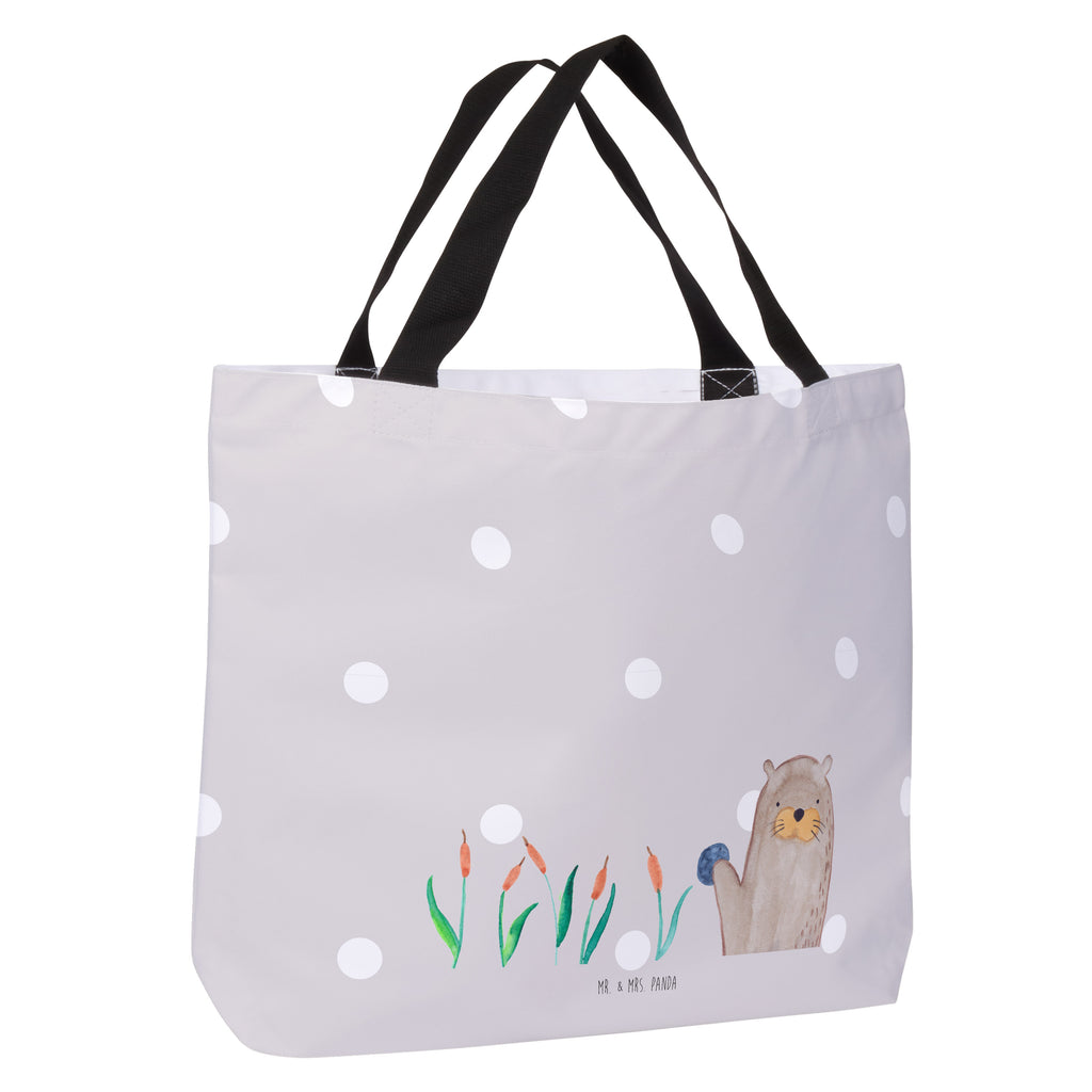Shopper Otter mit Stein Beutel, Einkaufstasche, Tasche, Strandtasche, Einkaufsbeutel, Shopper, Schultasche, Freizeittasche, Tragebeutel, Schulbeutel, Alltagstasche, Otter, Fischotter, Seeotter, Otter Seeotter See Otter