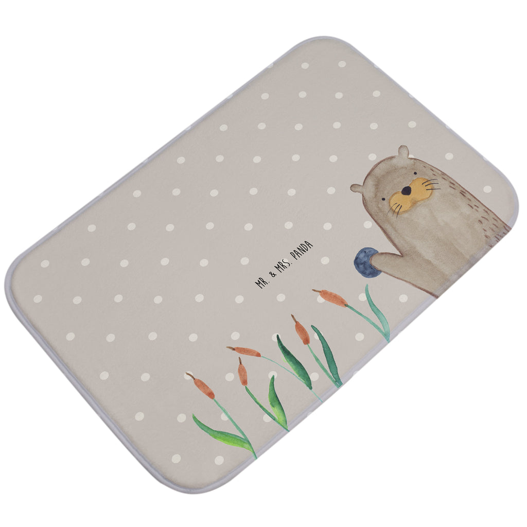 Badvorleger Otter mit Stein Badematte, Badteppich, Duschvorleger, Badezimmerteppich, Badezimmermatte, Badvorleger, Duschmatte, Duschteppich, Otter, Fischotter, Seeotter, Otter Seeotter See Otter