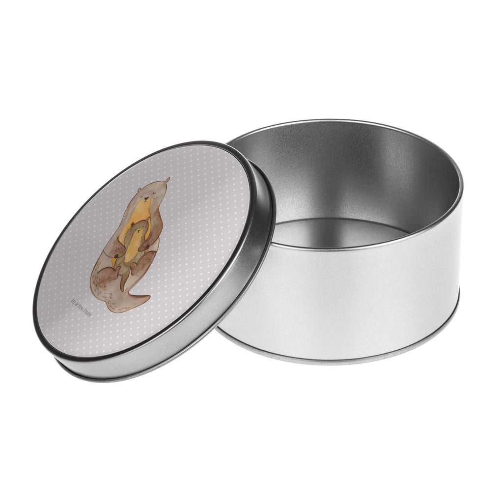 Blechdose rund Otter mit Kind Metalldose, Keksdose, Dose, Vorratsdose, Geschenkbox, Otter, Fischotter, Seeotter, Otter Seeotter See Otter