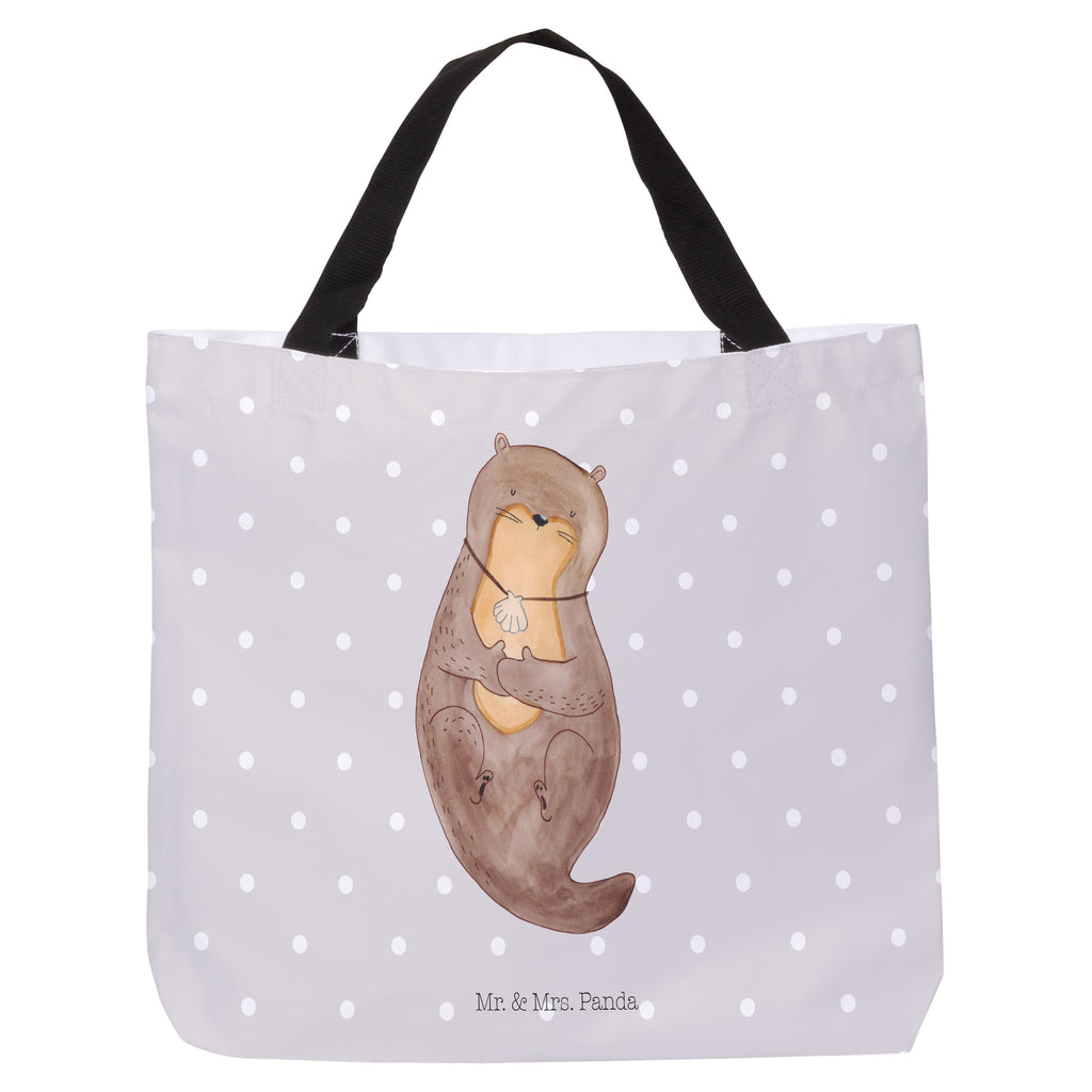 Shopper Otter mit Muschelmedaillon Beutel, Einkaufstasche, Tasche, Strandtasche, Einkaufsbeutel, Shopper, Schultasche, Freizeittasche, Tragebeutel, Schulbeutel, Alltagstasche, Otter, Fischotter, Seeotter, Otterliebe, grübeln, träumen, Motivation, Tagträumen, Büro