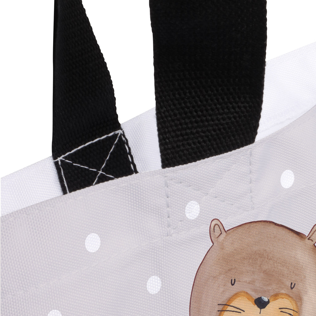 Shopper Otter mit Muschelmedaillon Beutel, Einkaufstasche, Tasche, Strandtasche, Einkaufsbeutel, Shopper, Schultasche, Freizeittasche, Tragebeutel, Schulbeutel, Alltagstasche, Otter, Fischotter, Seeotter, Otterliebe, grübeln, träumen, Motivation, Tagträumen, Büro