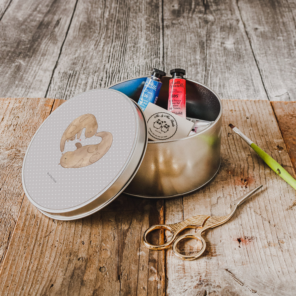 Blechdose rund Otter Herz Metalldose, Keksdose, Dose, Vorratsdose, Geschenkbox, Otter, Fischotter, Seeotter, Liebe, Herz, Liebesbeweis, Liebesgeschenk, Bessere Hälfte, Love you, Jahrestag, Hochzeitstag, Verlobung, gemeinsames Leben