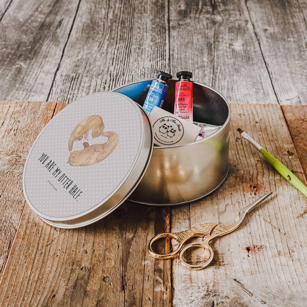 Blechdose rund Otter Herz Metalldose, Keksdose, Dose, Vorratsdose, Geschenkbox, Otter, Fischotter, Seeotter, Liebe, Herz, Liebesbeweis, Liebesgeschenk, Bessere Hälfte, Love you, Jahrestag, Hochzeitstag, Verlobung, gemeinsames Leben