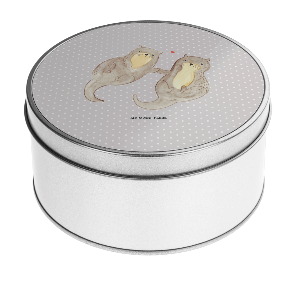 Blechdose rund Otter händchenhaltend Metalldose, Keksdose, Dose, Vorratsdose, Geschenkbox, Otter, Fischotter, Seeotter, Otter Seeotter See Otter