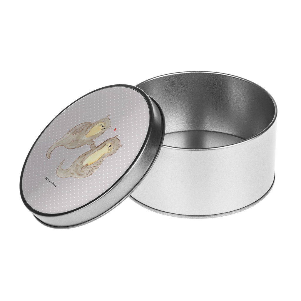 Blechdose rund Otter händchenhaltend Metalldose, Keksdose, Dose, Vorratsdose, Geschenkbox, Otter, Fischotter, Seeotter, Otter Seeotter See Otter