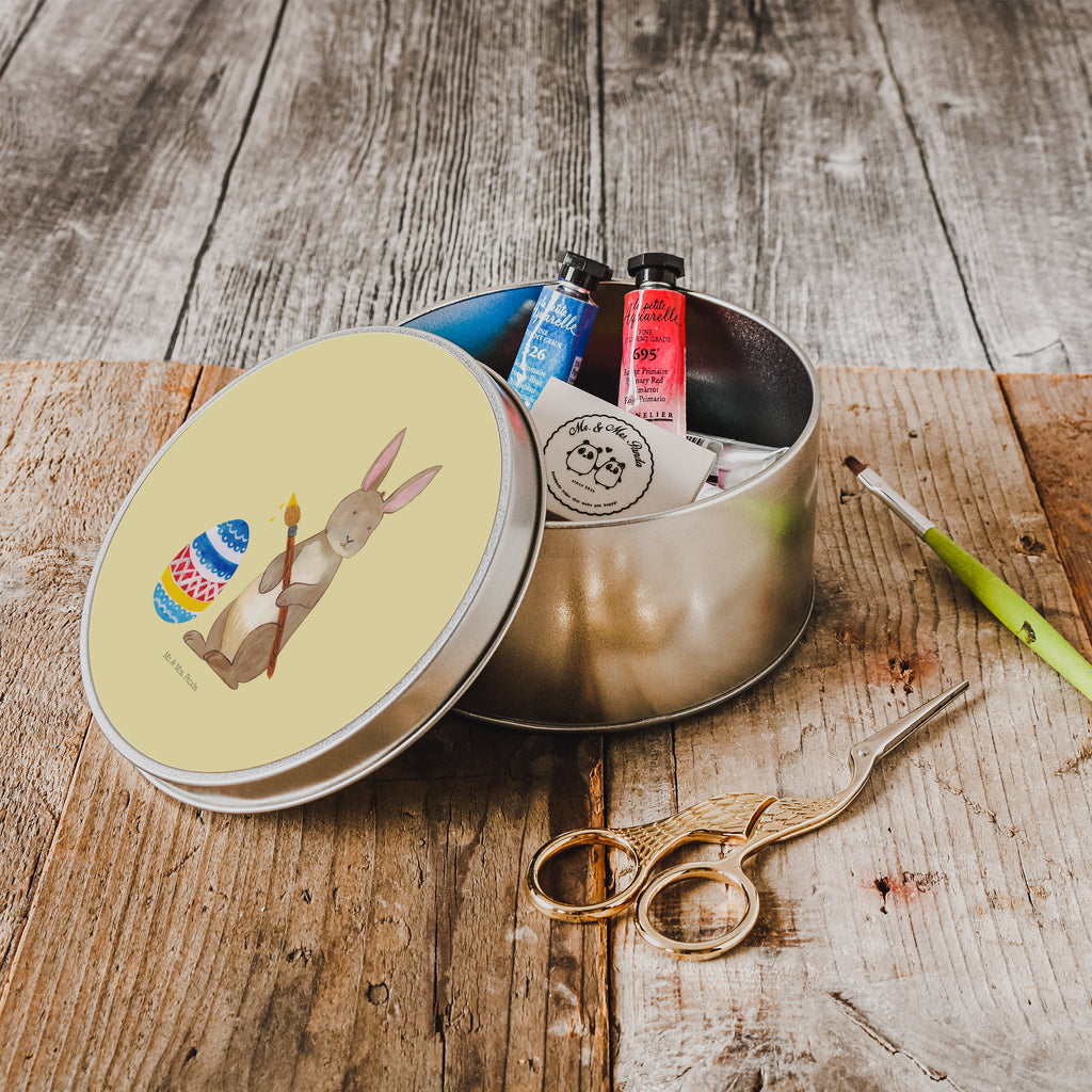 Blechdose rund Hase Eiermalen Metalldose, Keksdose, Dose, Vorratsdose, Geschenkbox, Ostern, Osterhase, Ostergeschenke, Osternest, Osterdeko, Geschenk zu Ostern, Frohe Ostern, Ostergrüße, Osterblume, Osterei, bemalte Ostereier, Hase, Kaninchen, Eiermalen