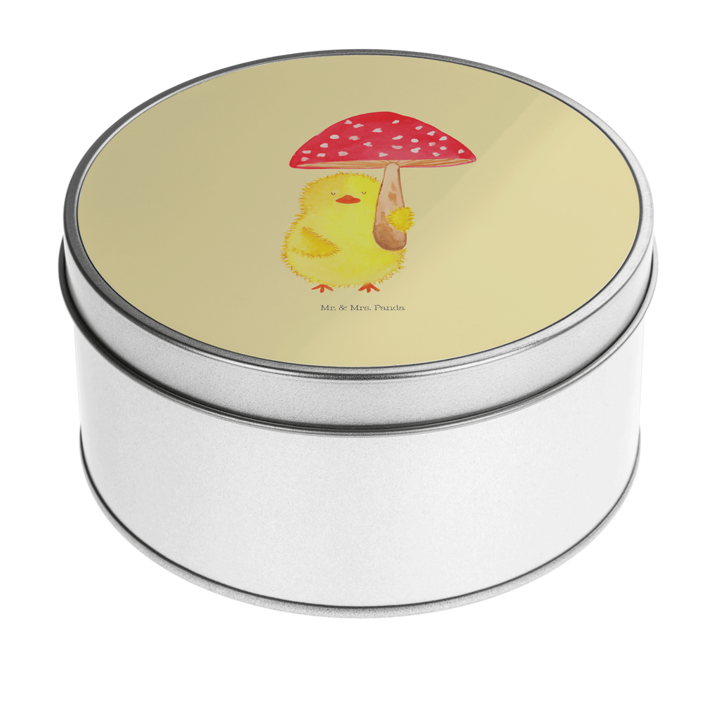 Blechdose rund Küken Fliegenpilz Metalldose, Keksdose, Dose, Vorratsdose, Geschenkbox, Ostern, Osterhase, Ostergeschenke, Osternest, Osterdeko, Geschenk zu Ostern, Küken, Fliegenpilz, Glückspilz, Frohe Ostern, Ostergrüße