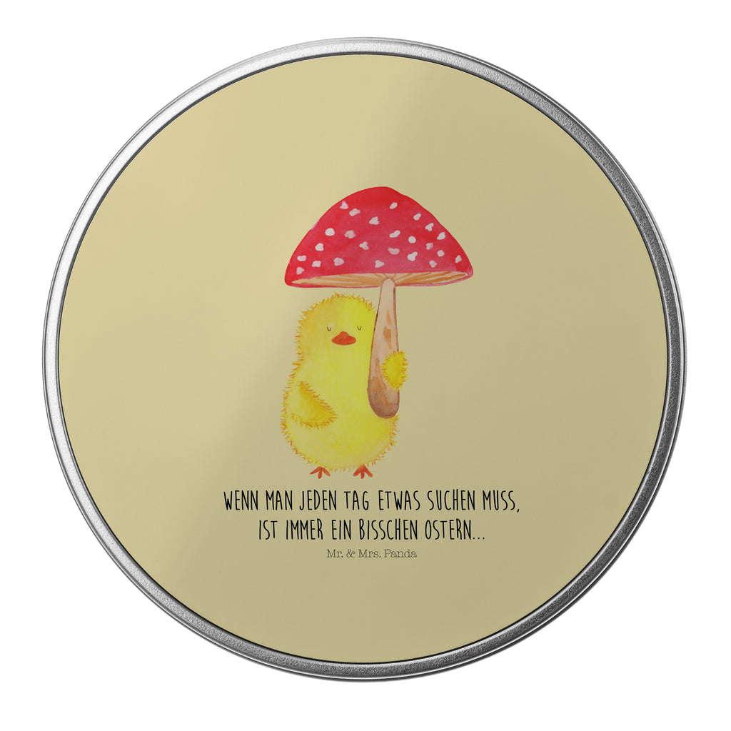 Blechdose rund Küken Fliegenpilz Metalldose, Keksdose, Dose, Vorratsdose, Geschenkbox, Ostern, Osterhase, Ostergeschenke, Osternest, Osterdeko, Geschenk zu Ostern, Küken, Fliegenpilz, Glückspilz, Frohe Ostern, Ostergrüße