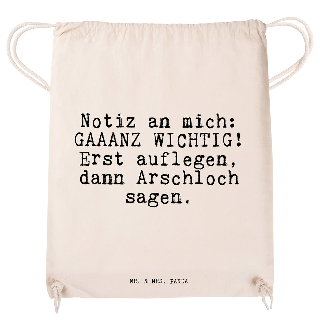 Sportbeutel Sprüche und Zitate Notiz an mich: GAAANZ WICHTIG! Erst auflegen, dann Arschloch sagen. Sportbeutel, Turnbeutel, Beutel, Sporttasche, Tasche, Stoffbeutel, Sportbeutel Kinder, Spruch, Sprüche, lustig, Weisheiten, Zitate, Spruch Sprüche Weisheiten Zitate Lustig Weisheit Worte