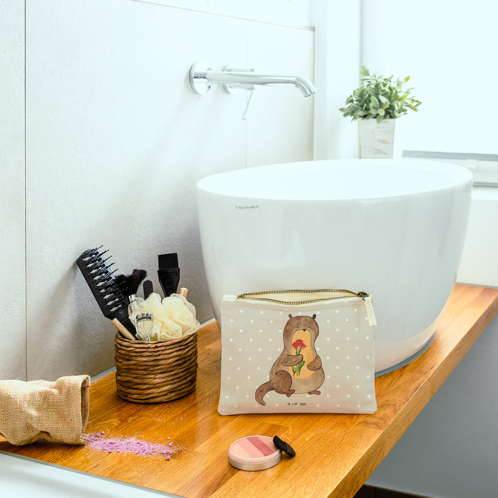 Schminktasche Otter Blumenstrauß Schminktasche, Kosmetiktasche, Kosmetikbeutel, Stiftemäppchen, Etui, Federmappe, Makeup, XXL, Schminketui, Kosmetiketui, Schlamperetui, Otter, Fischotter, Seeotter, Otter Seeotter See Otter