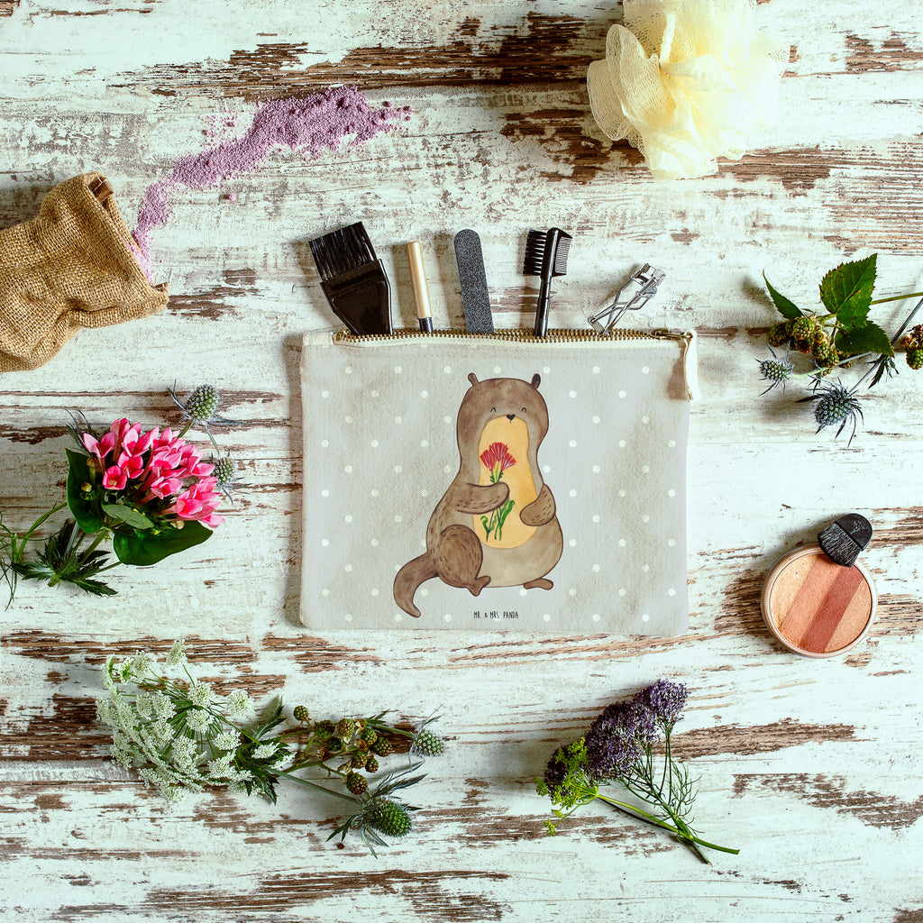 Schminktasche Otter Blumenstrauß Schminktasche, Kosmetiktasche, Kosmetikbeutel, Stiftemäppchen, Etui, Federmappe, Makeup, XXL, Schminketui, Kosmetiketui, Schlamperetui, Otter, Fischotter, Seeotter, Otter Seeotter See Otter