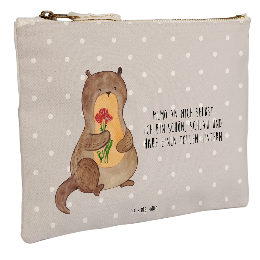 Schminktasche Otter Blumenstrauß Schminktasche, Kosmetiktasche, Kosmetikbeutel, Stiftemäppchen, Etui, Federmappe, Makeup, XXL, Schminketui, Kosmetiketui, Schlamperetui, Otter, Fischotter, Seeotter, Otter Seeotter See Otter