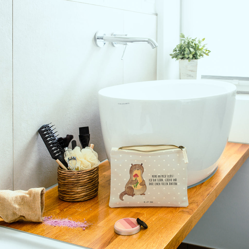 Schminktasche Otter Blumenstrauß Schminktasche, Kosmetiktasche, Kosmetikbeutel, Stiftemäppchen, Etui, Federmappe, Makeup, XXL, Schminketui, Kosmetiketui, Schlamperetui, Otter, Fischotter, Seeotter, Otter Seeotter See Otter