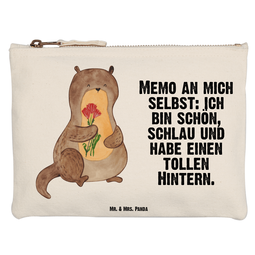 Schminktasche Otter Blumenstrauß Schminktasche, Kosmetiktasche, Kosmetikbeutel, Stiftemäppchen, Etui, Federmappe, Makeup, XXL, Schminketui, Kosmetiketui, Schlamperetui, Otter, Fischotter, Seeotter, Otter Seeotter See Otter