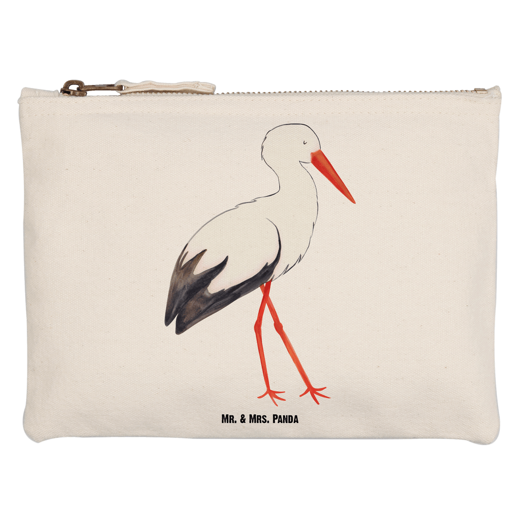 Schminktasche Storch Schminktasche, Kosmetiktasche, Kosmetikbeutel, Stiftemäppchen, Etui, Federmappe, Makeup, XXL, Schminketui, Kosmetiketui, Schlamperetui, Tiermotive, Gute Laune, lustige Sprüche, Tiere, Storch, Störche, Schwangerschaft, Geburt, Mutter, Mütter, Mutter werden, Schwanger, Babybauch, Baby