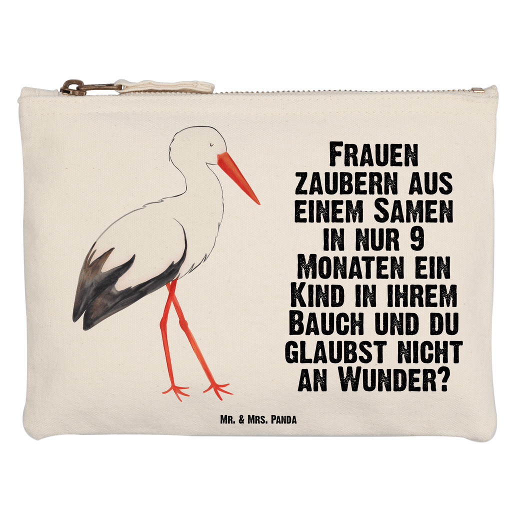 Schminktasche Storch Schminktasche, Kosmetiktasche, Kosmetikbeutel, Stiftemäppchen, Etui, Federmappe, Makeup, XXL, Schminketui, Kosmetiketui, Schlamperetui, Tiermotive, Gute Laune, lustige Sprüche, Tiere, Storch, Störche, Schwangerschaft, Geburt, Mutter, Mütter, Mutter werden, Schwanger, Babybauch, Baby
