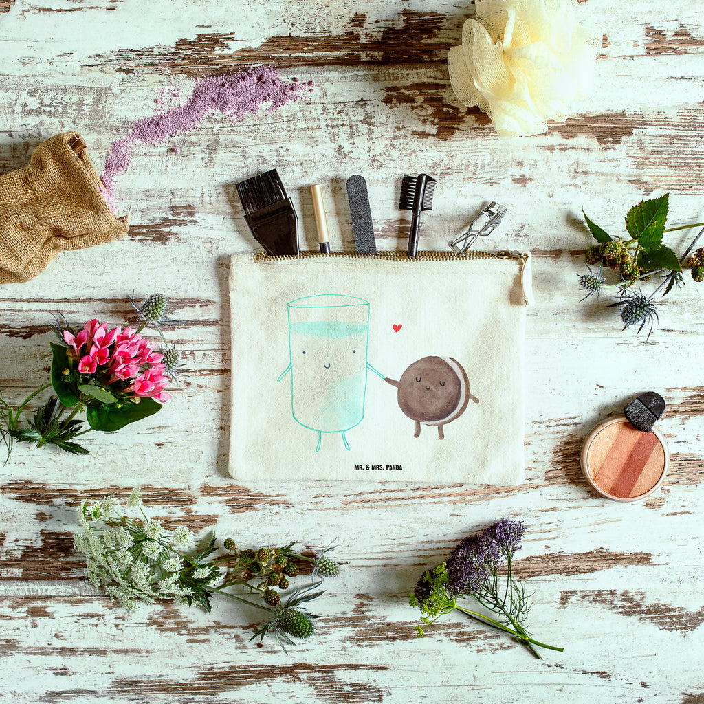 Schminktasche Milch & Keks Schminktasche, Kosmetiktasche, Kosmetikbeutel, Stiftemäppchen, Etui, Federmappe, Makeup, XXL, Schminketui, Kosmetiketui, Schlamperetui, Tiermotive, Gute Laune, lustige Sprüche, Tiere, Milk, Cookie, Milch, Keks, Kekse, Kaffee, Einladung Frühstück, Motiv süß, romantisch, perfektes Paar