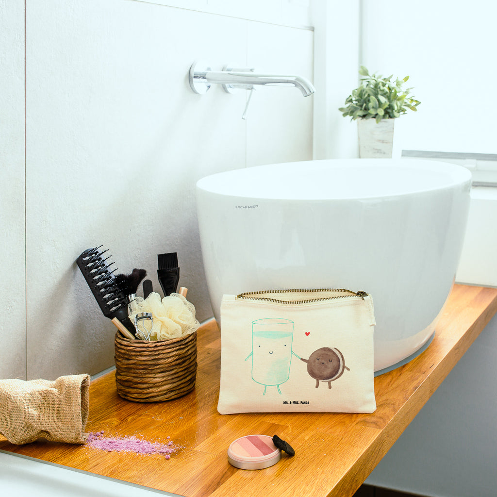 Schminktasche Milch & Keks Schminktasche, Kosmetiktasche, Kosmetikbeutel, Stiftemäppchen, Etui, Federmappe, Makeup, XXL, Schminketui, Kosmetiketui, Schlamperetui, Tiermotive, Gute Laune, lustige Sprüche, Tiere, Milk, Cookie, Milch, Keks, Kekse, Kaffee, Einladung Frühstück, Motiv süß, romantisch, perfektes Paar