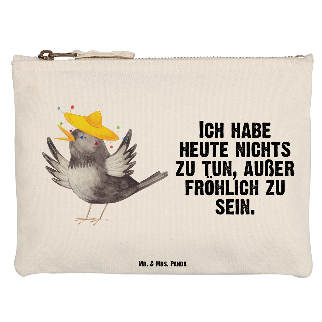 Schminktasche Rabe mit Sombrero Schminktasche, Kosmetiktasche, Kosmetikbeutel, Stiftemäppchen, Etui, Federmappe, Makeup, XXL, Schminketui, Kosmetiketui, Schlamperetui, Tiermotive, Gute Laune, lustige Sprüche, Tiere, Rabe, Vogel, Vögel, Spruch positiv, fröhlich sein, glücklich sein, Glück Spruch, froh, Elster, Motivation