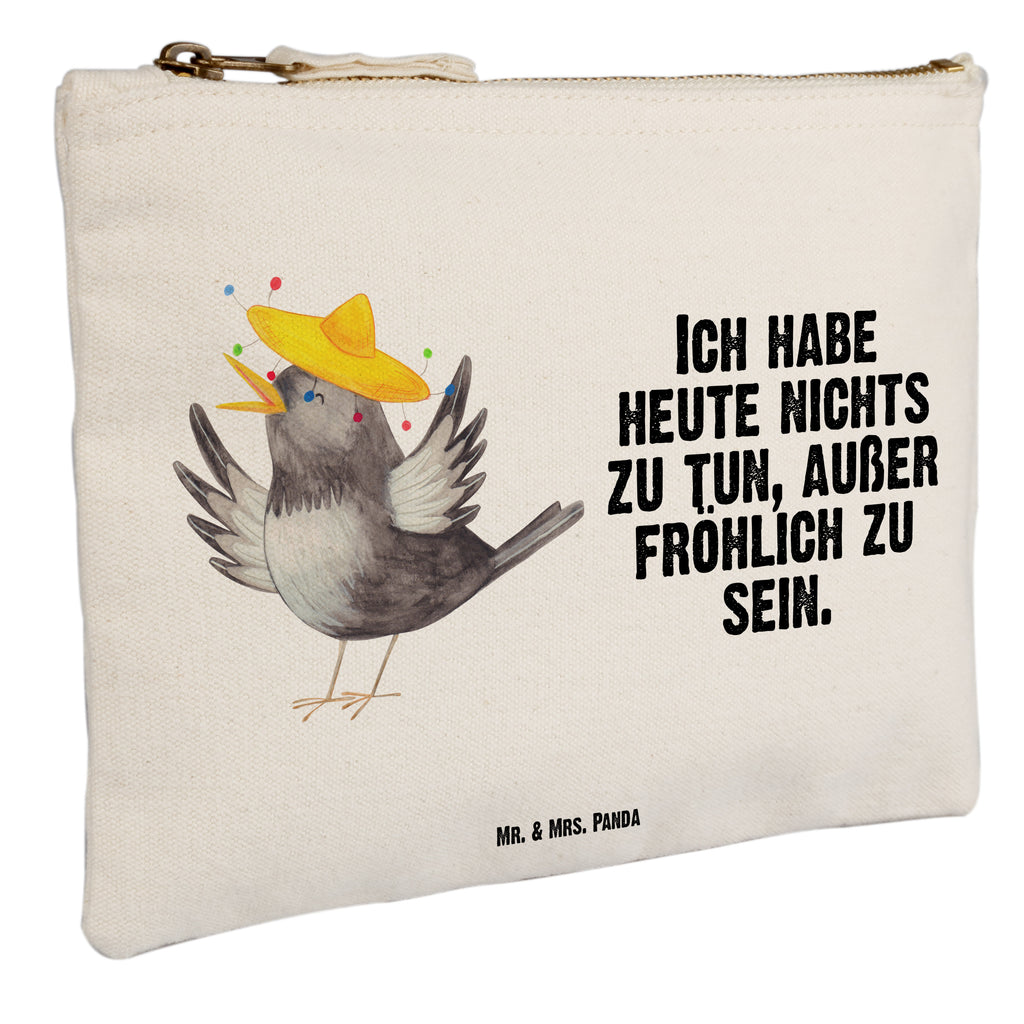 Schminktasche Rabe mit Sombrero Schminktasche, Kosmetiktasche, Kosmetikbeutel, Stiftemäppchen, Etui, Federmappe, Makeup, XXL, Schminketui, Kosmetiketui, Schlamperetui, Tiermotive, Gute Laune, lustige Sprüche, Tiere, Rabe, Vogel, Vögel, Spruch positiv, fröhlich sein, glücklich sein, Glück Spruch, froh, Elster, Motivation