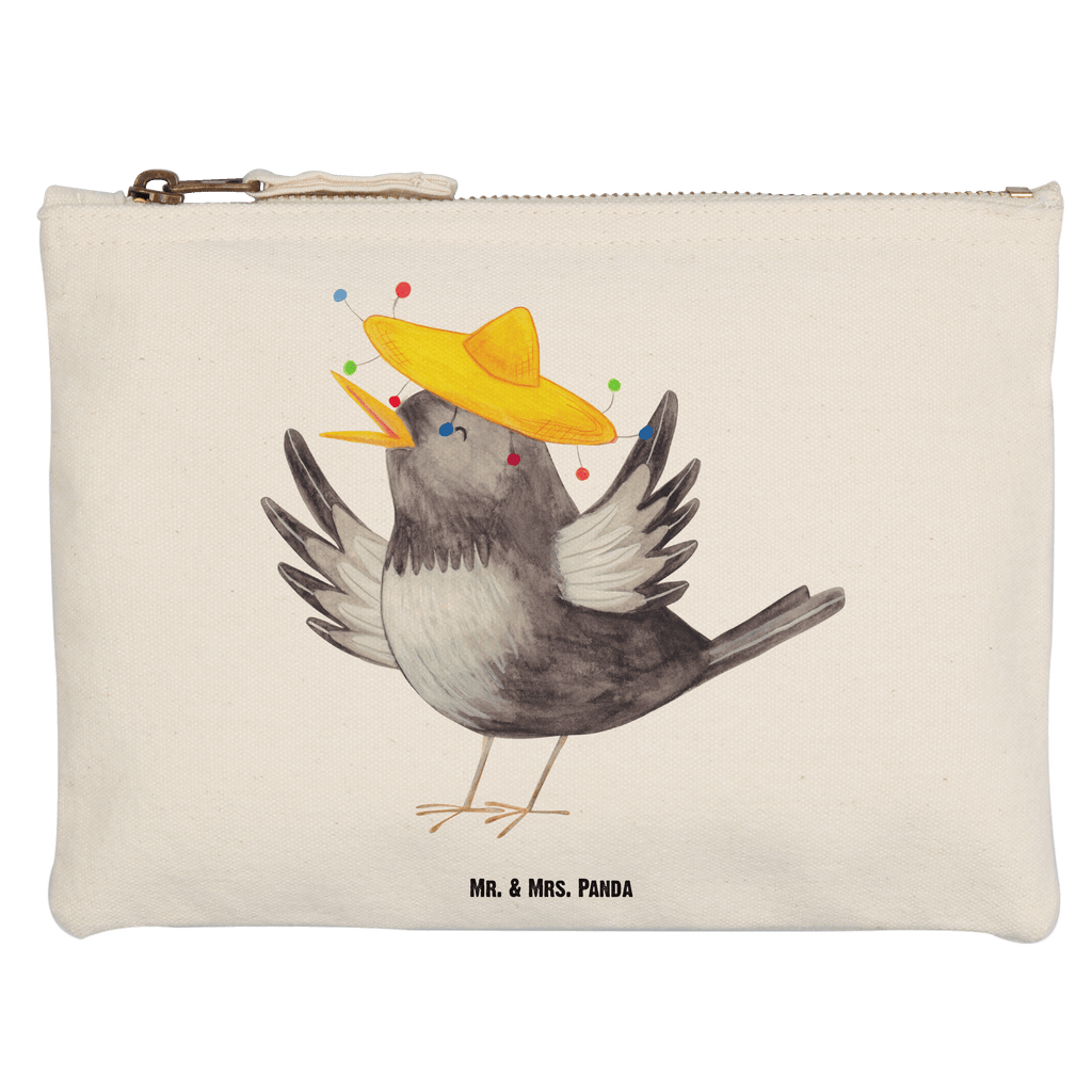 Schminktasche Rabe mit Sombrero Schminktasche, Kosmetiktasche, Kosmetikbeutel, Stiftemäppchen, Etui, Federmappe, Makeup, XXL, Schminketui, Kosmetiketui, Schlamperetui, Tiermotive, Gute Laune, lustige Sprüche, Tiere, Rabe, Vogel, Vögel, Spruch positiv, fröhlich sein, glücklich sein, Glück Spruch, froh, Elster, Motivation