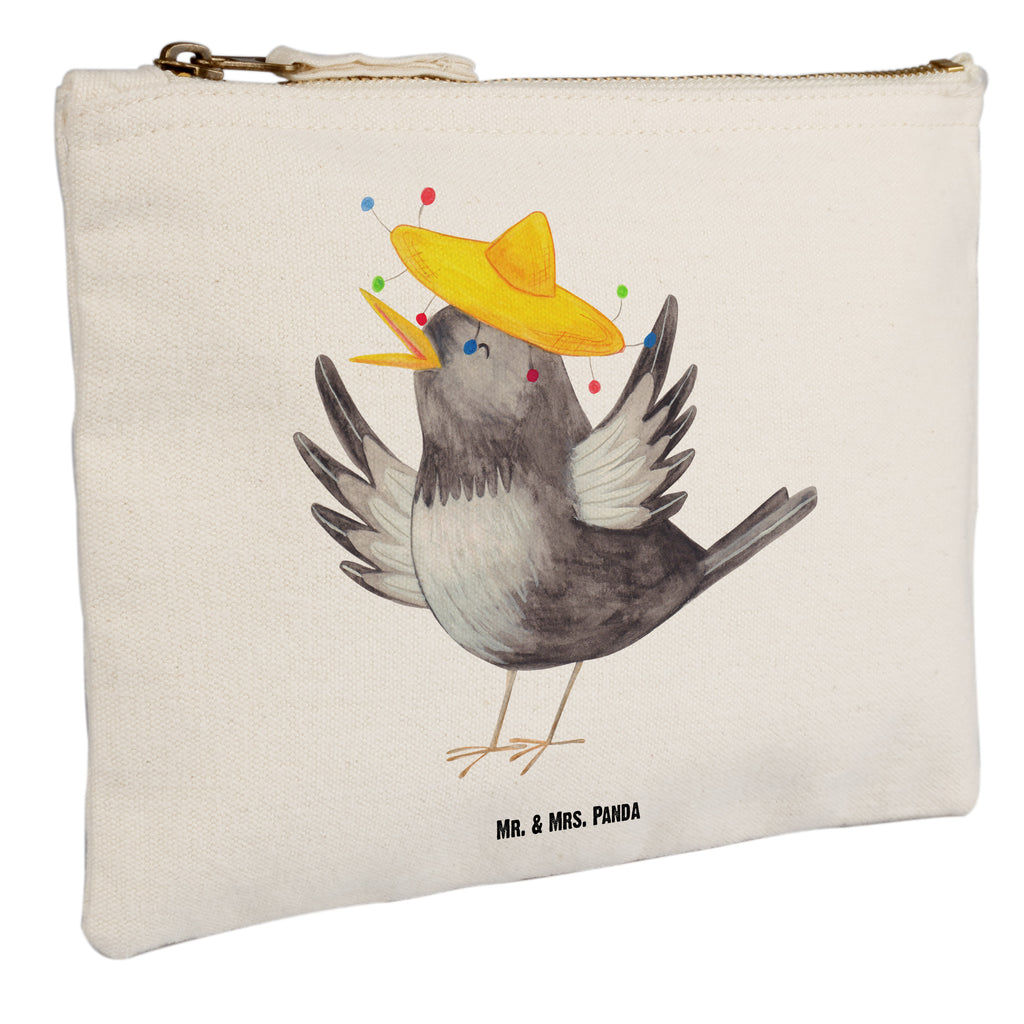 Schminktasche Rabe mit Sombrero Schminktasche, Kosmetiktasche, Kosmetikbeutel, Stiftemäppchen, Etui, Federmappe, Makeup, XXL, Schminketui, Kosmetiketui, Schlamperetui, Tiermotive, Gute Laune, lustige Sprüche, Tiere, Rabe, Vogel, Vögel, Spruch positiv, fröhlich sein, glücklich sein, Glück Spruch, froh, Elster, Motivation