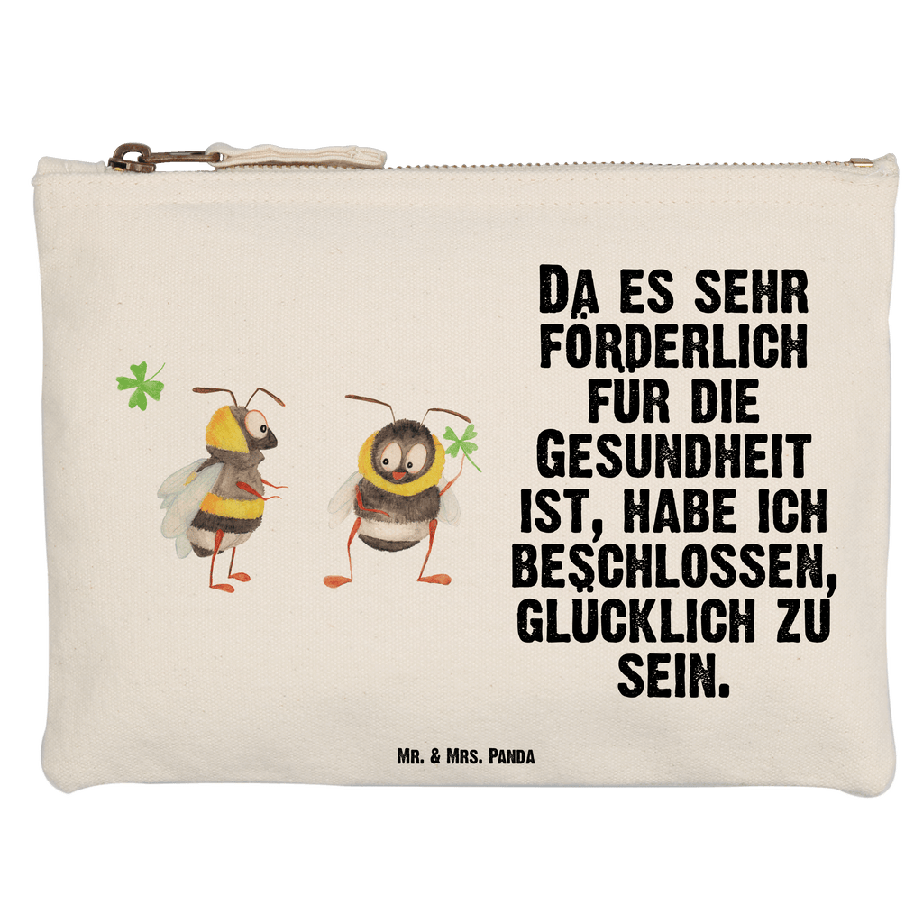Schminktasche Hummeln mit Kleeblatt Schminktasche, Kosmetiktasche, Kosmetikbeutel, Stiftemäppchen, Etui, Federmappe, Makeup, XXL, Schminketui, Kosmetiketui, Schlamperetui, Tiermotive, Gute Laune, lustige Sprüche, Tiere, Hummel, Biene, Spruch positiv, Biene Deko, Spruch schön, glücklich sein, glücklich werden, Spruch fröhlich
