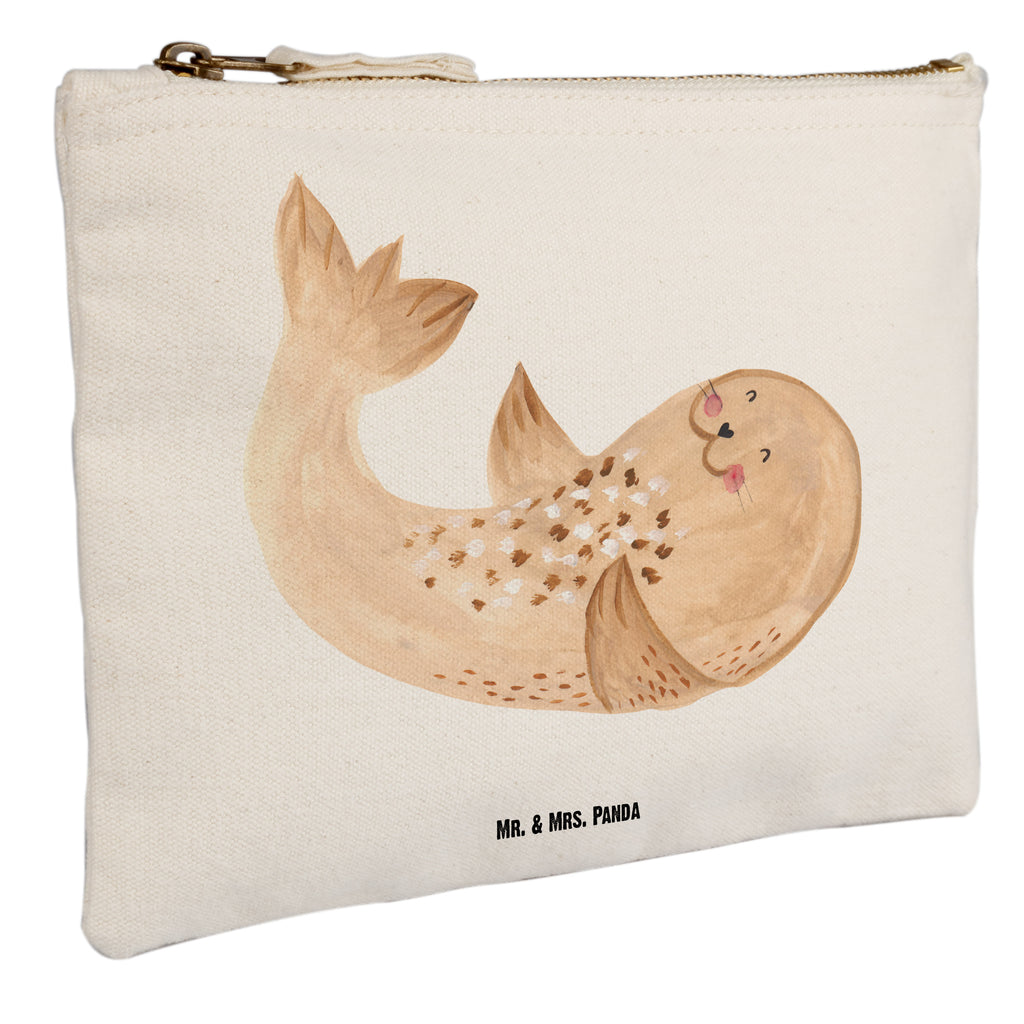 Schminktasche Robbe liegend Schminktasche, Kosmetiktasche, Kosmetikbeutel, Stiftemäppchen, Etui, Federmappe, Makeup, XXL, Schminketui, Kosmetiketui, Schlamperetui, Tiermotive, Gute Laune, lustige Sprüche, Tiere, Robbe, Robben, Seehund, Strand, Meerestier, Ostsee, Nordsee, Lachen, Freude