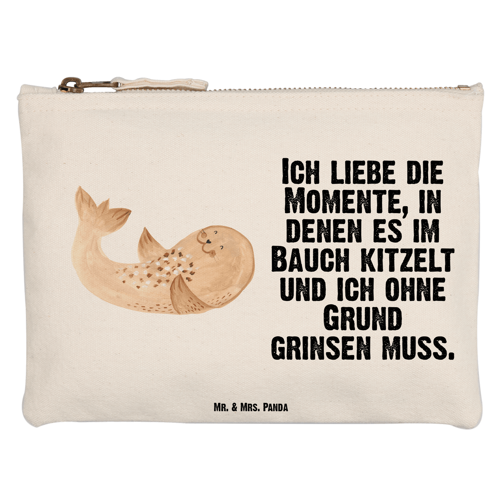 Schminktasche Robbe liegend Schminktasche, Kosmetiktasche, Kosmetikbeutel, Stiftemäppchen, Etui, Federmappe, Makeup, XXL, Schminketui, Kosmetiketui, Schlamperetui, Tiermotive, Gute Laune, lustige Sprüche, Tiere, Robbe, Robben, Seehund, Strand, Meerestier, Ostsee, Nordsee, Lachen, Freude