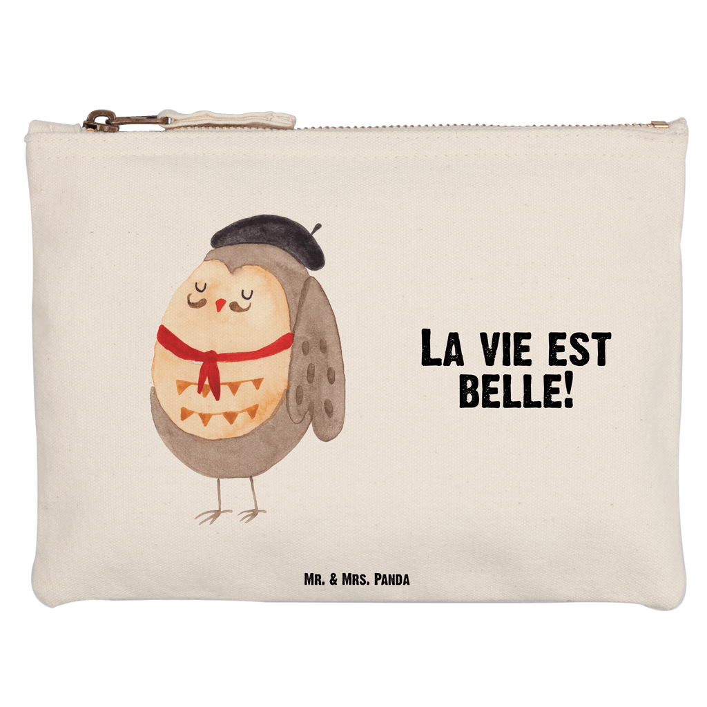 Schminktasche Eule Französisch Schminktasche, Kosmetiktasche, Kosmetikbeutel, Stiftemäppchen, Etui, Federmappe, Makeup, XXL, Schminketui, Kosmetiketui, Schlamperetui, Eule, Eulen, Eule Deko, Owl, hibou, La vie est belle, das Leben ist schön, Spruch schön, Spruch Französisch, Frankreich