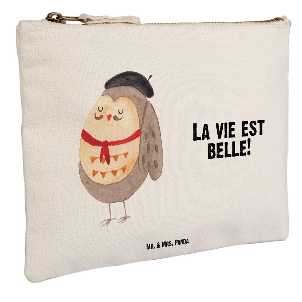 Schminktasche Eule Französisch Schminktasche, Kosmetiktasche, Kosmetikbeutel, Stiftemäppchen, Etui, Federmappe, Makeup, XXL, Schminketui, Kosmetiketui, Schlamperetui, Eule, Eulen, Eule Deko, Owl, hibou, La vie est belle, das Leben ist schön, Spruch schön, Spruch Französisch, Frankreich
