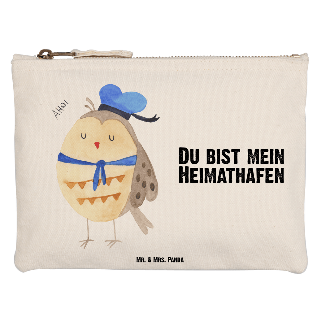 Schminktasche Eule Matrosen Schminktasche, Kosmetiktasche, Kosmetikbeutel, Stiftemäppchen, Etui, Federmappe, Makeup, XXL, Schminketui, Kosmetiketui, Schlamperetui, Eule, Eule Spruch, Eule Deko, Owl, Wortspiel lustig, Matrose, Freundin, Ehe, Seefahrer, Heimathafen, Hochzeitstag Geschenk
