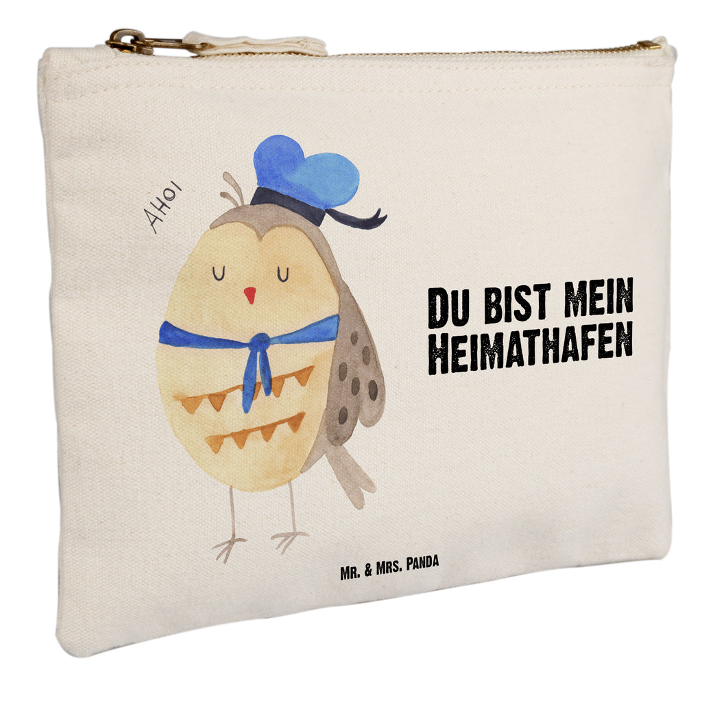 Schminktasche Eule Matrosen Schminktasche, Kosmetiktasche, Kosmetikbeutel, Stiftemäppchen, Etui, Federmappe, Makeup, XXL, Schminketui, Kosmetiketui, Schlamperetui, Eule, Eule Spruch, Eule Deko, Owl, Wortspiel lustig, Matrose, Freundin, Ehe, Seefahrer, Heimathafen, Hochzeitstag Geschenk