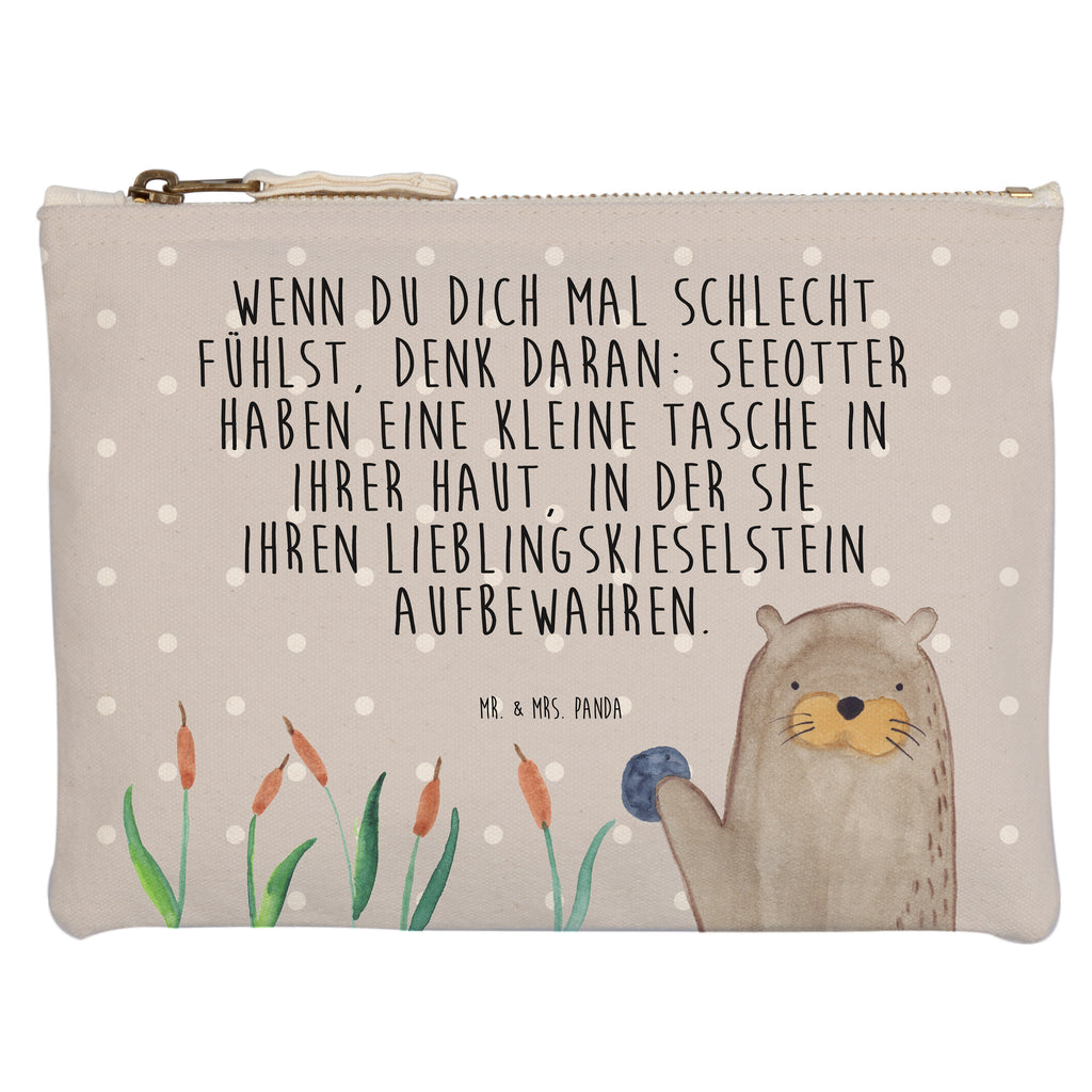 Schminktasche Otter mit Stein Schminktasche, Kosmetiktasche, Kosmetikbeutel, Stiftemäppchen, Etui, Federmappe, Makeup, XXL, Schminketui, Kosmetiketui, Schlamperetui, Otter, Fischotter, Seeotter, Otter Seeotter See Otter