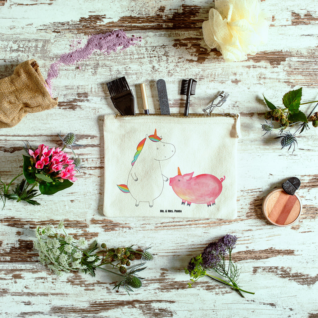 Schminktasche Einhorn + Schweinhorn Schminktasche, Kosmetiktasche, Kosmetikbeutel, Stiftemäppchen, Etui, Federmappe, Makeup, XXL, Schminketui, Kosmetiketui, Schlamperetui, Einhorn, Einhörner, Einhorn Deko, Pegasus, Unicorn, Freundschaft, Schweinhorn, Schwein, Freundin, Schweinchen