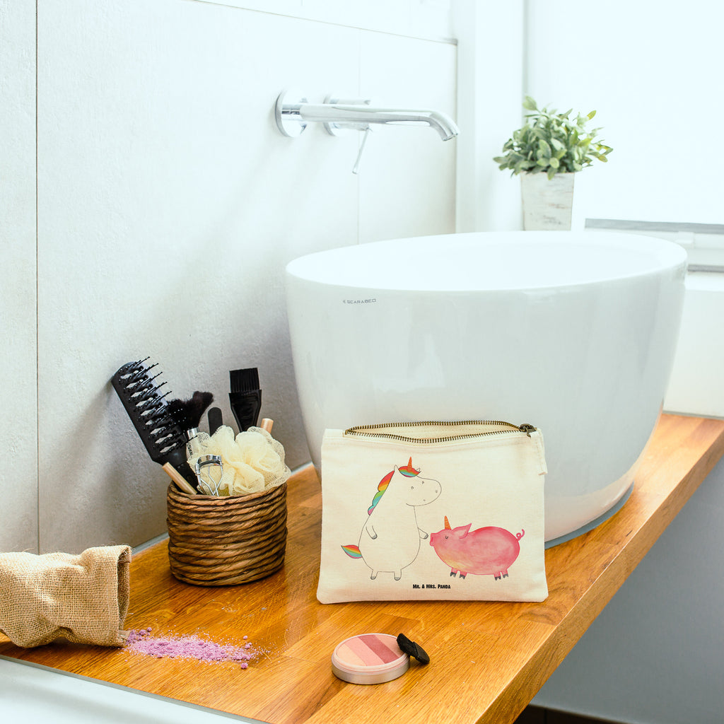 Schminktasche Einhorn + Schweinhorn Schminktasche, Kosmetiktasche, Kosmetikbeutel, Stiftemäppchen, Etui, Federmappe, Makeup, XXL, Schminketui, Kosmetiketui, Schlamperetui, Einhorn, Einhörner, Einhorn Deko, Pegasus, Unicorn, Freundschaft, Schweinhorn, Schwein, Freundin, Schweinchen