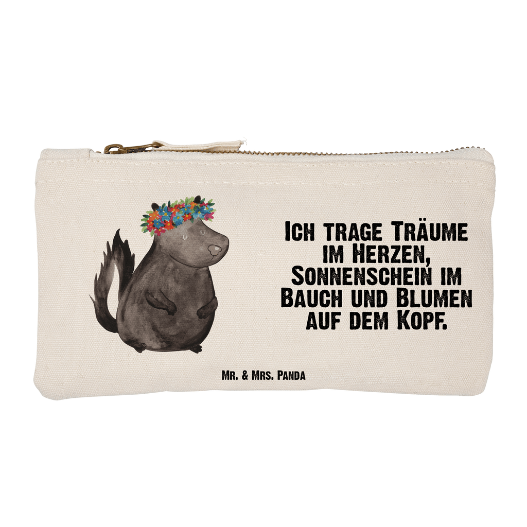 Schminktasche Stinktier Blumenmaedchen Schminktasche, Kosmetiktasche, Kosmetikbeutel, Stiftemäppchen, Etui, Federmappe, Makeup, XXL, Schminketui, Kosmetiketui, Schlamperetui, Stinktier, Skunk, Wildtier, Raubtier, Stinker, Stinki, Yoga, Namaste, Lebe, Liebe, Lache
