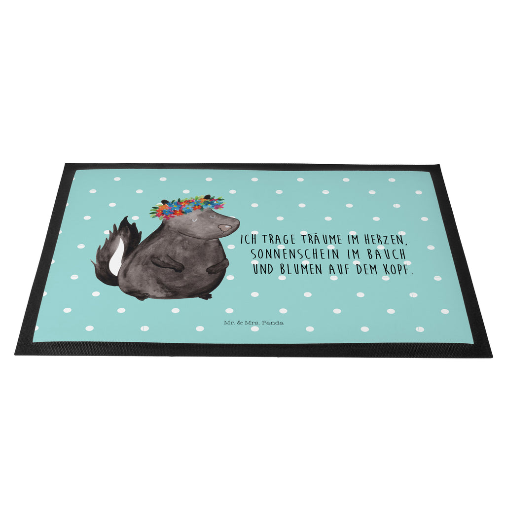 Fußmatte Stinktier Blumenmaedchen Stinktier, Skunk, Wildtier, Raubtier, Stinker, Stinki, Yoga, Namaste, Lebe, Liebe, Lache Türvorleger, Schmutzmatte, Fußabtreter, Matte, Schmutzfänger, Fußabstreifer, Schmutzfangmatte, Türmatte, Motivfußmatte,  Haustürmatte, Vorleger  Stinktier, Skunk