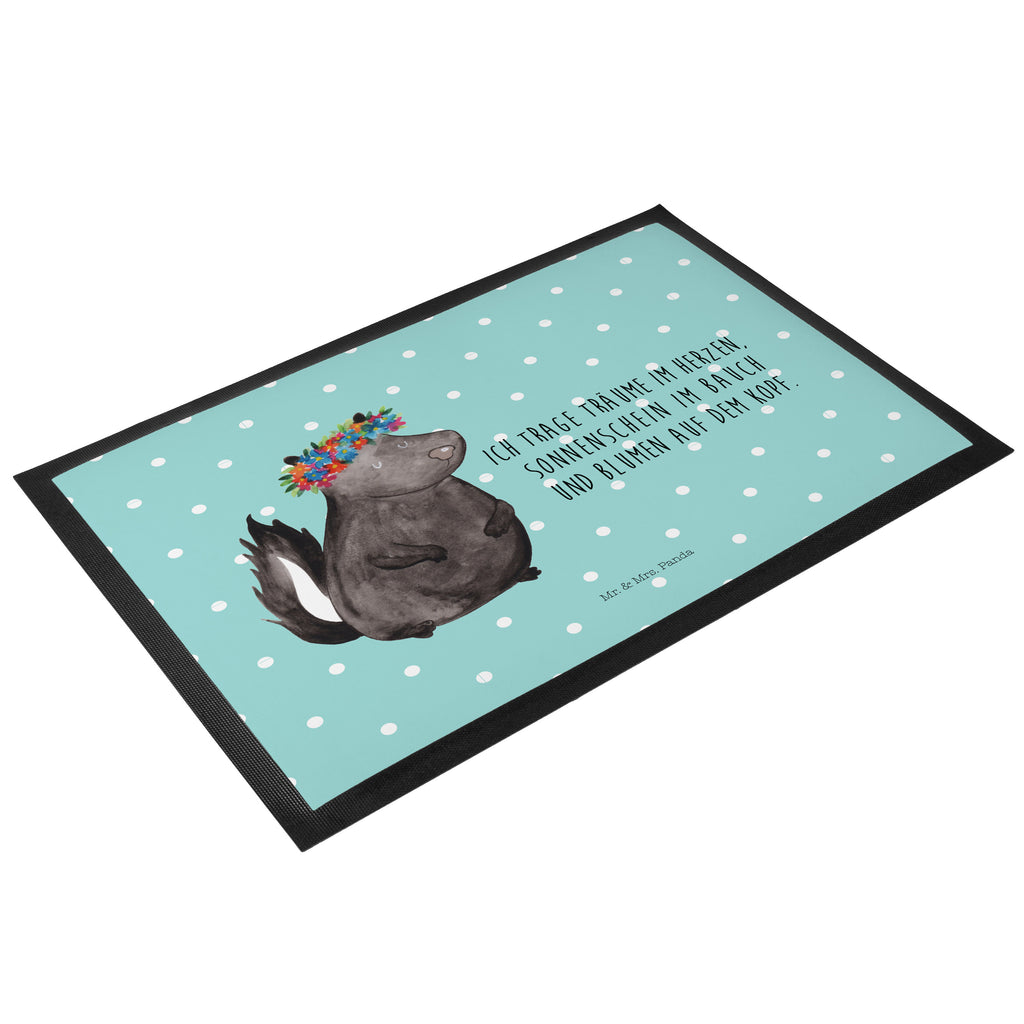 Fußmatte Stinktier Blumenmaedchen Stinktier, Skunk, Wildtier, Raubtier, Stinker, Stinki, Yoga, Namaste, Lebe, Liebe, Lache Türvorleger, Schmutzmatte, Fußabtreter, Matte, Schmutzfänger, Fußabstreifer, Schmutzfangmatte, Türmatte, Motivfußmatte,  Haustürmatte, Vorleger  Stinktier, Skunk